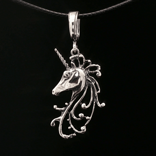 Unicorn Head Pendant in Sterling Silver or Antique Bronze - Le Dragon Argenté