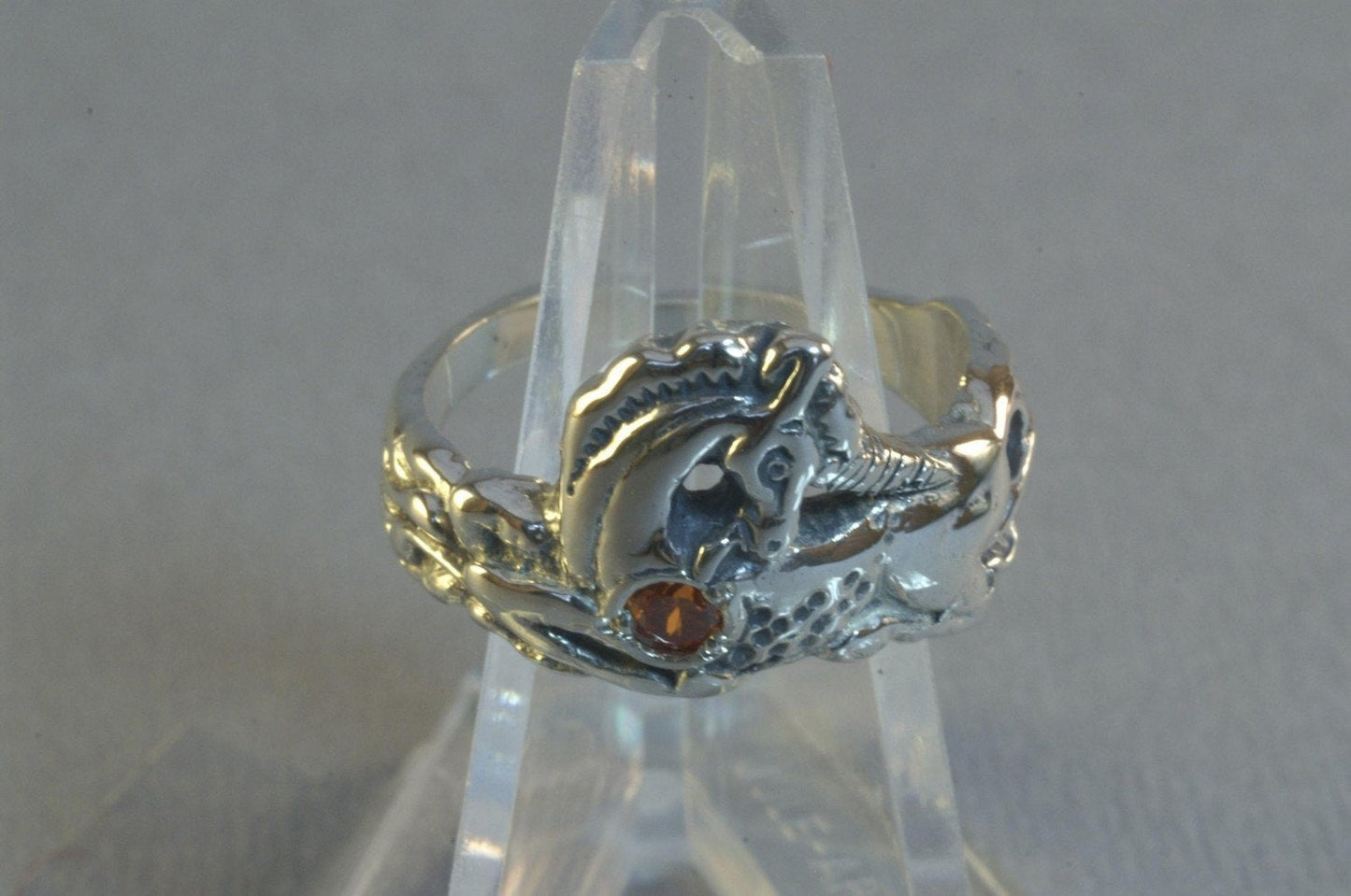 Unicorn Ring in Sterling Silver with Gemstone Heart - Le Dragon Argenté