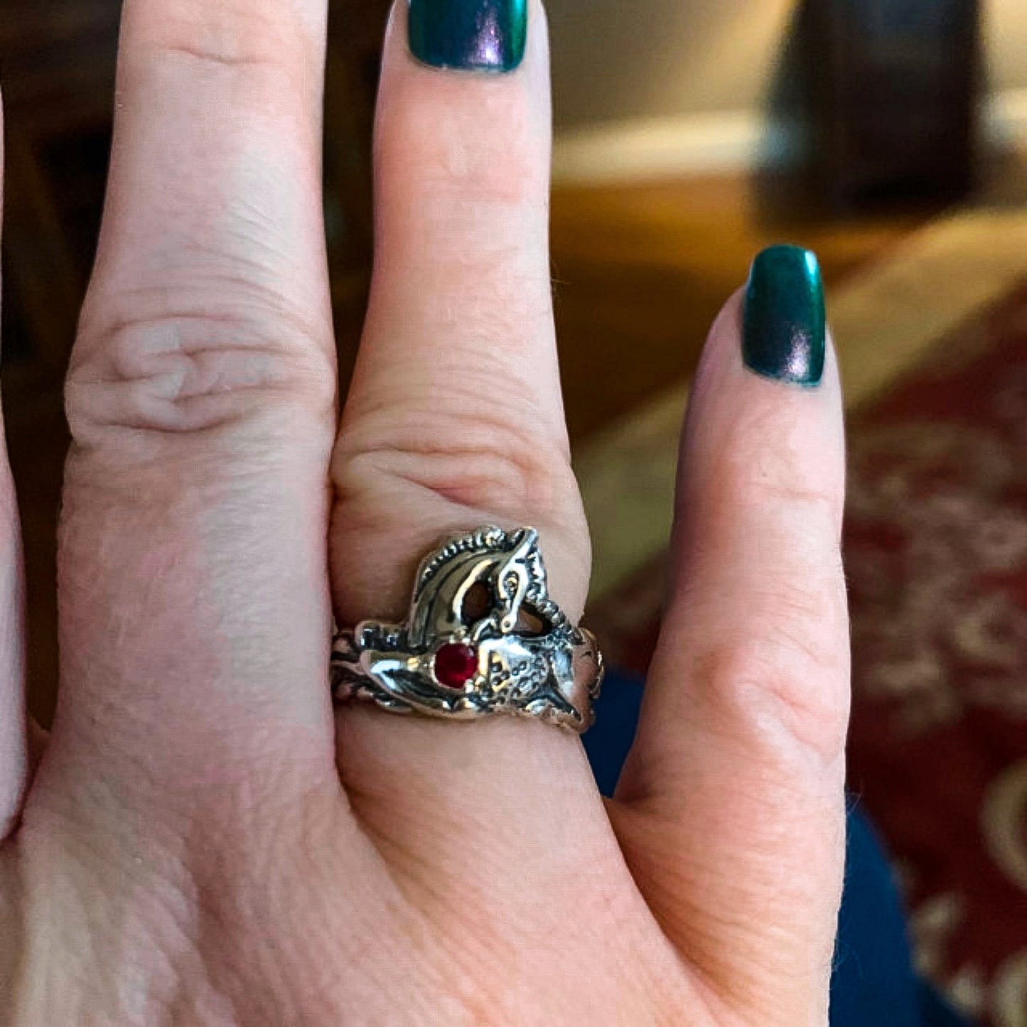 Gemstone Unicorn Ring in Sterling Silver, Silver and Ruby Unicorn Ring, Silver Unicorn Ring Jewelry, Unicorn Gift for Her, Birthstone Unicorn Ring, Unicorn Birthstone Ring, Unicorn Birthstone Jewellery, Unicorn Ring In Sterling Silver, Vintage Unicorn Ring, Unicorn Gemstone Ring