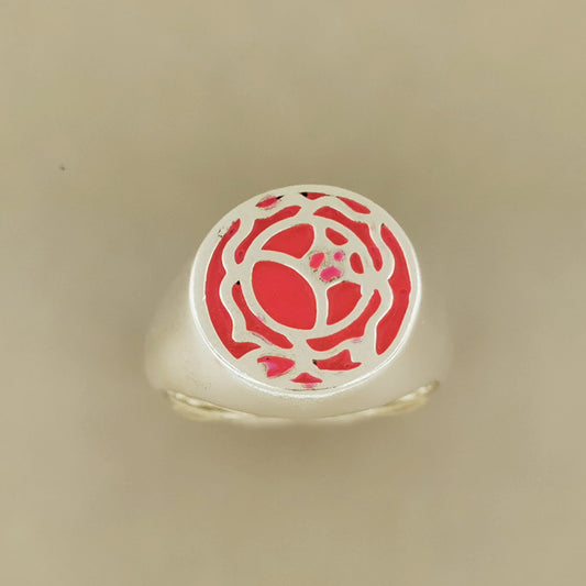 Utena Rose Signet Ring in Sterling Silver or Antique Bronze - Le Dragon Argenté