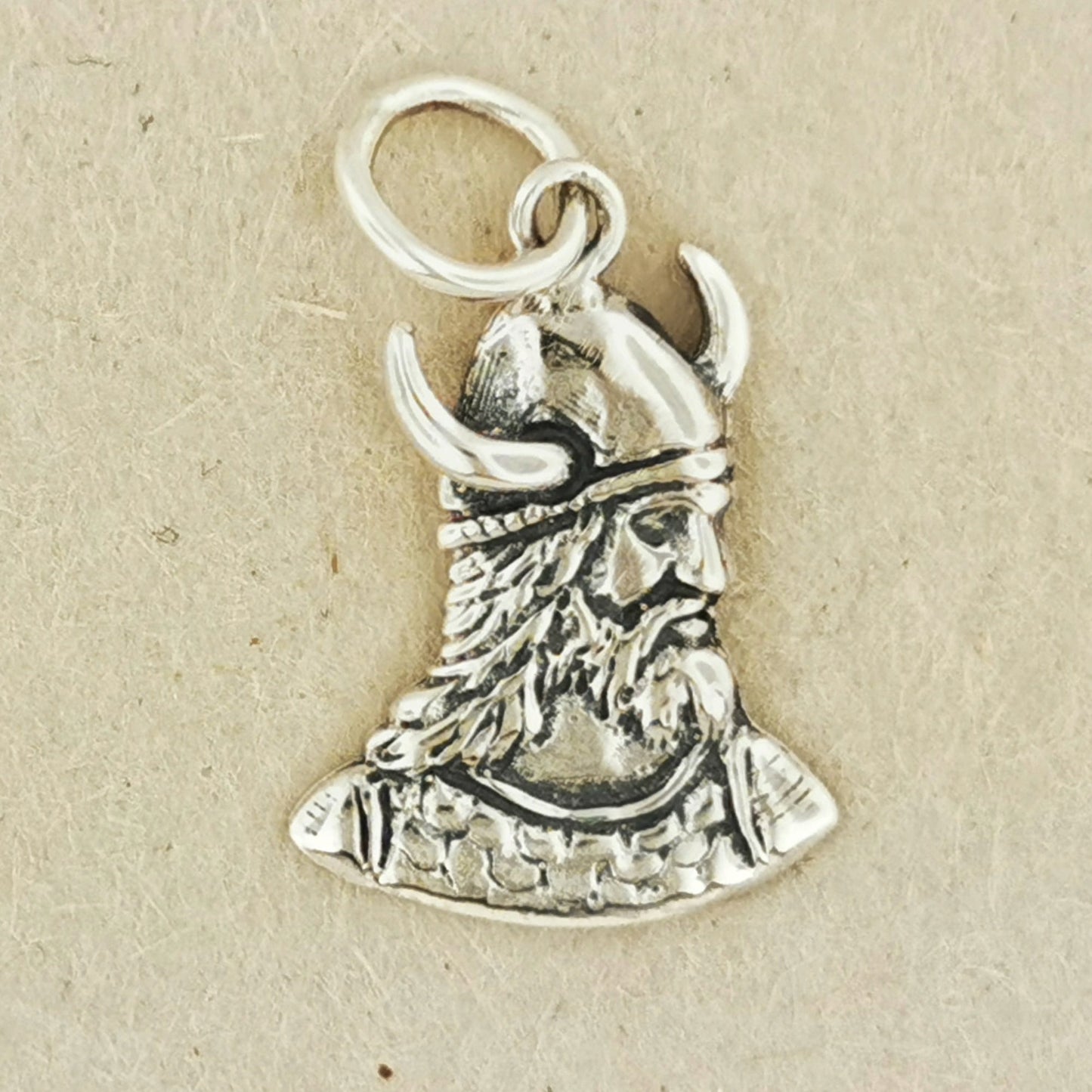 Viking Head Charm in Sterling Silver or Antique Bronze - Le Dragon Argenté