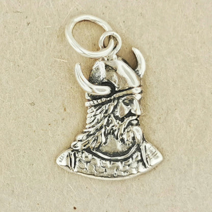 Viking Head Charm in Sterling Silver or Antique Bronze - Le Dragon Argenté