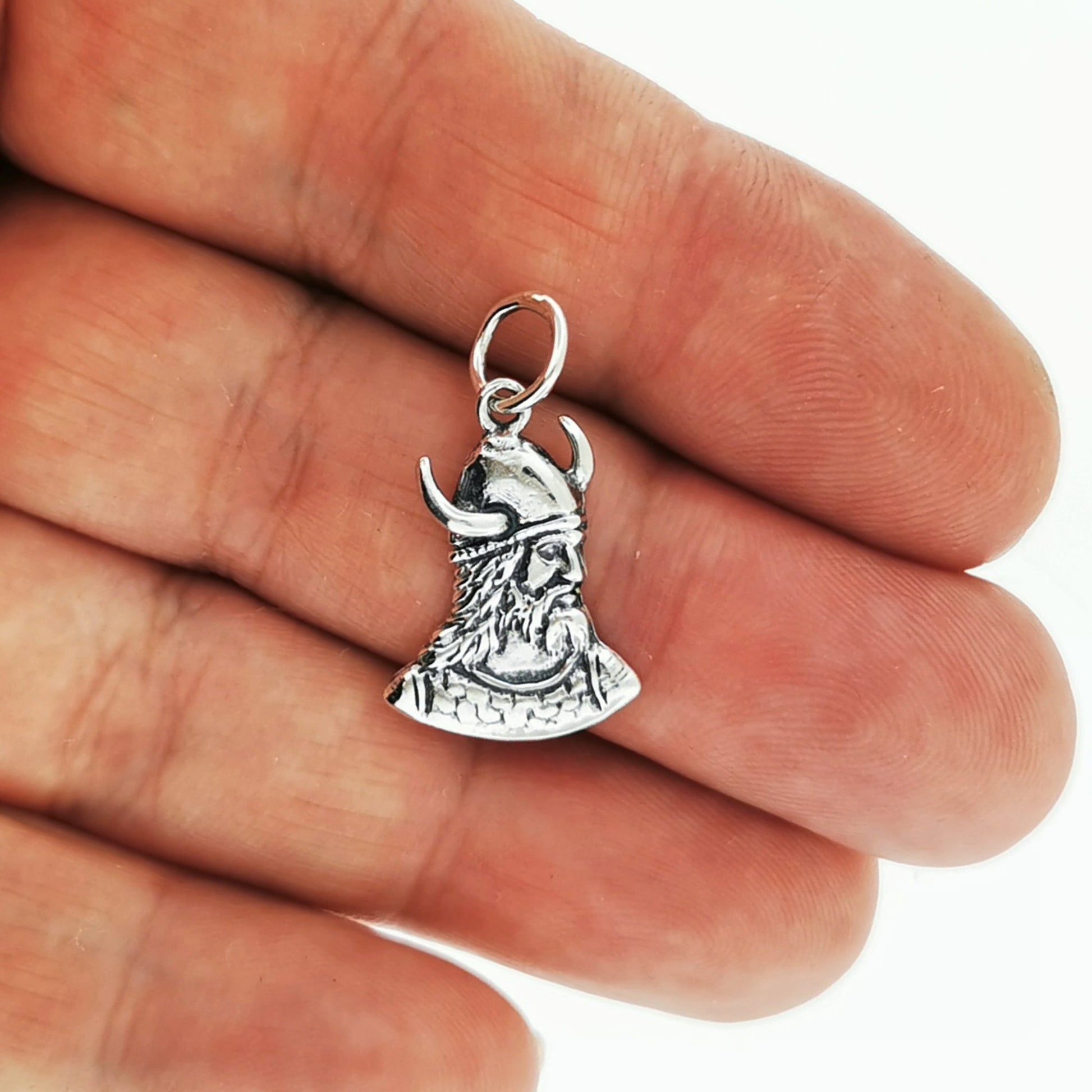 Viking Head Charm in Sterling Silver or Antique Bronze - Le Dragon Argenté