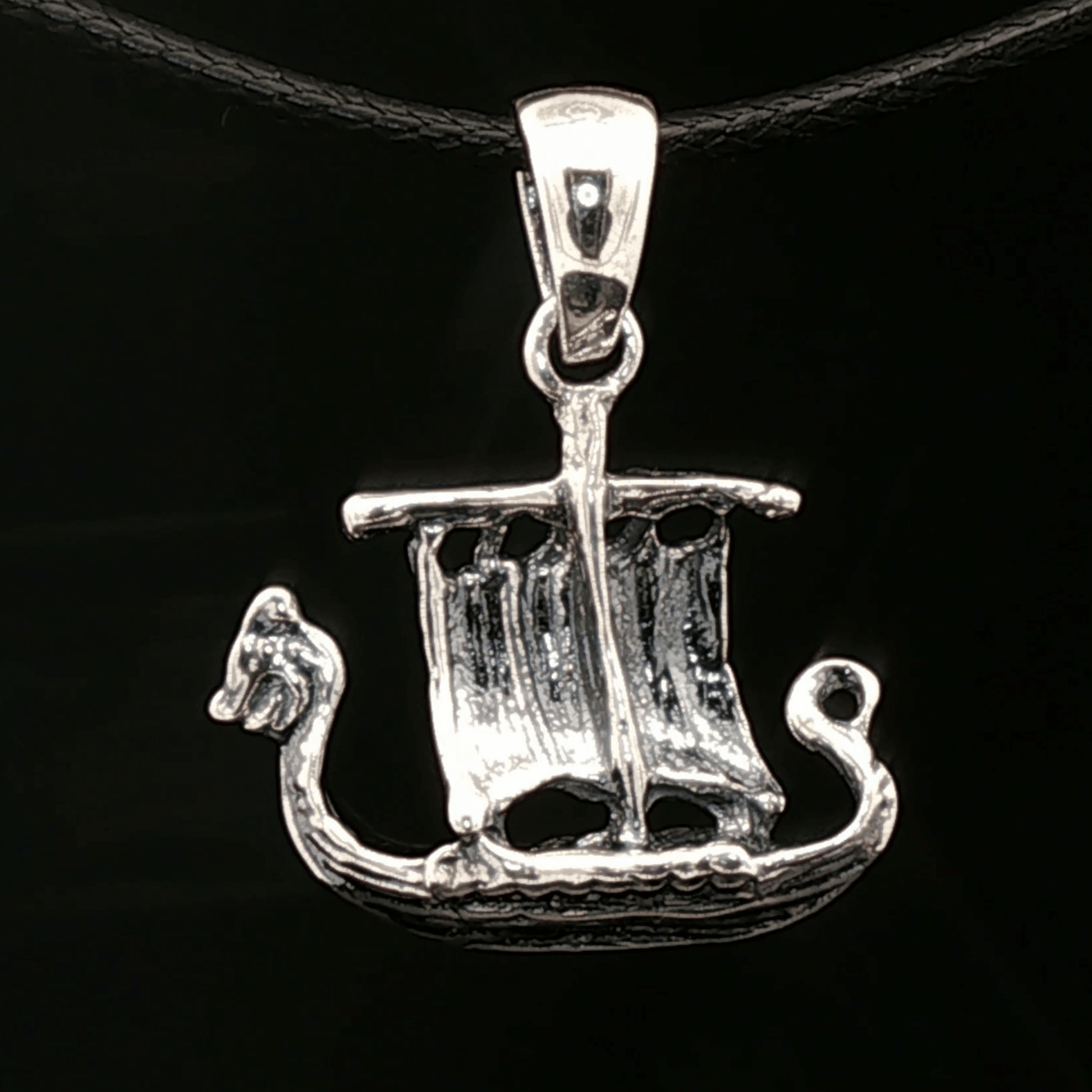 Viking Long Ship Pendant in Sterling Silver or Antique Bronze - Le Dragon Argenté
