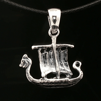 Viking Long Ship Pendant in Sterling Silver or Antique Bronze - Le Dragon Argenté