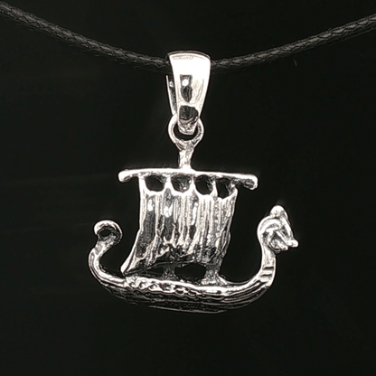 Viking Long Ship Pendant in Sterling Silver or Antique Bronze - Le Dragon Argenté