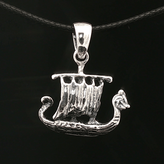 Viking Long Ship Pendant in Sterling Silver or Antique Bronze - Le Dragon Argenté