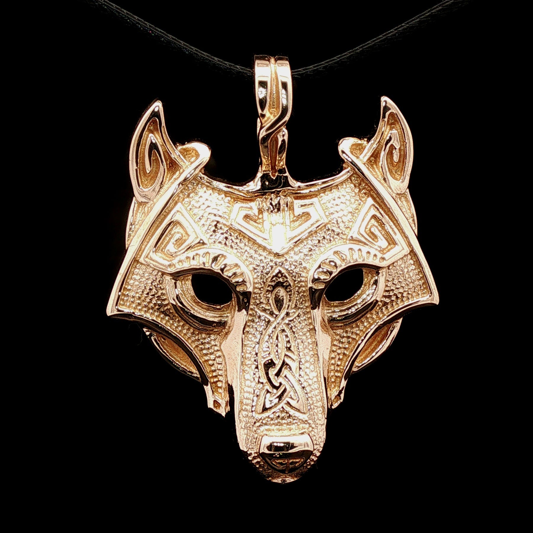 Viking Tribal Wolf Head Pendant - Le Dragon Argenté - animal pendant - bronze viking wolf pendant - bronze wolf charm