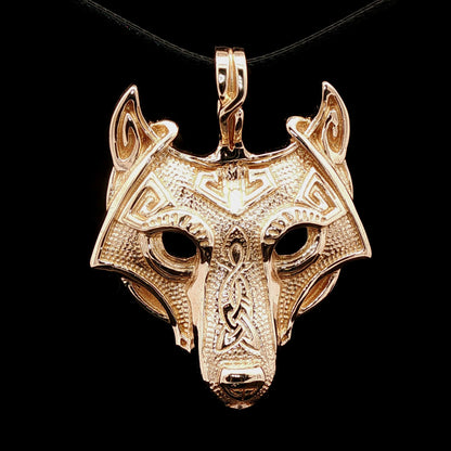 Viking Tribal Wolf Head Pendant - Le Dragon Argenté - animal pendant - bronze viking wolf pendant - bronze wolf charm