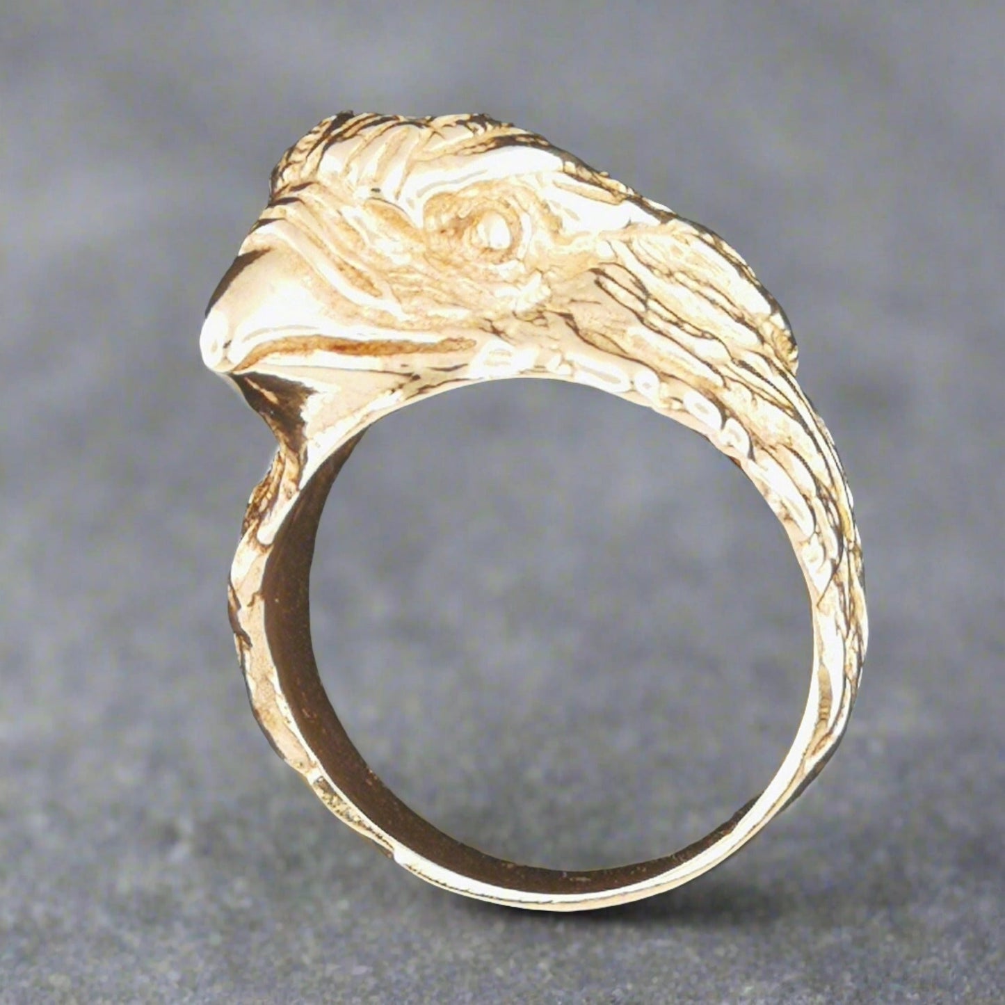 Vintage Design Eagle Head Ring in Sterling Silver or Antique Bronze - Le Dragon Argenté