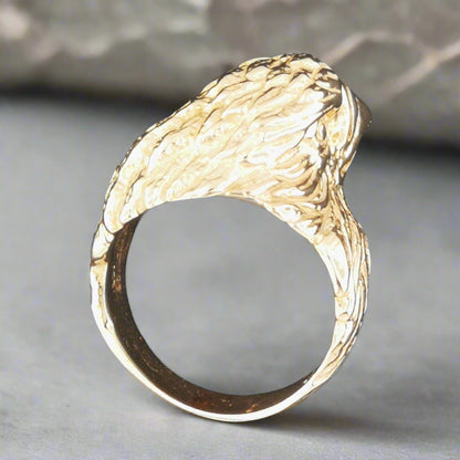 Vintage Design Eagle Head Ring in Sterling Silver or Antique Bronze - Le Dragon Argenté