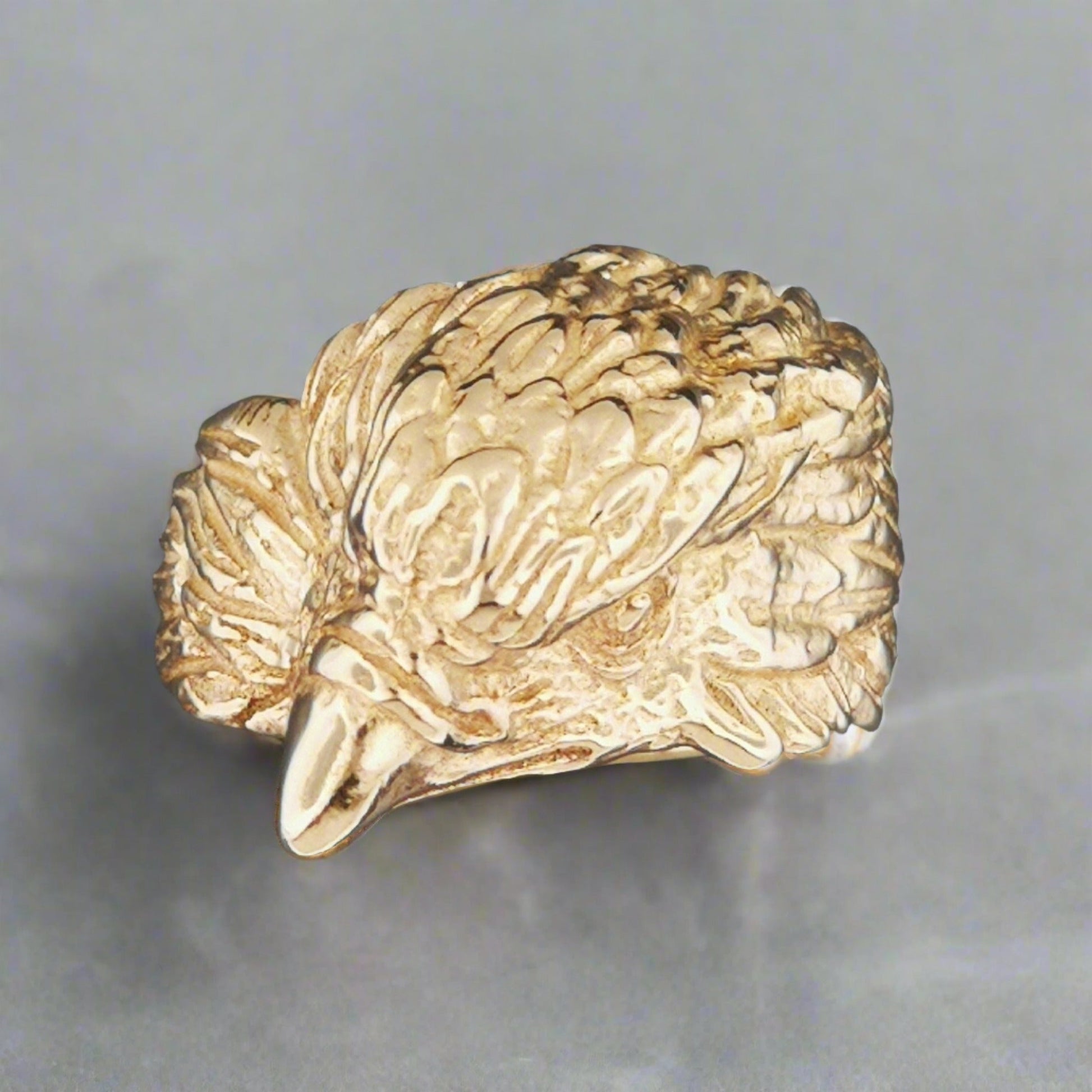 Vintage Design Eagle Head Ring in Sterling Silver or Antique Bronze - Le Dragon Argenté