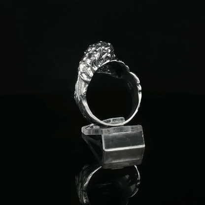 Vintage Design Eagle Head Ring in Sterling Silver  - Le Dragon Argenté