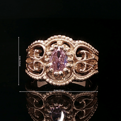 Vintage Style Filigree Birthstone Ring in Antique Bronze - Le Dragon Argenté