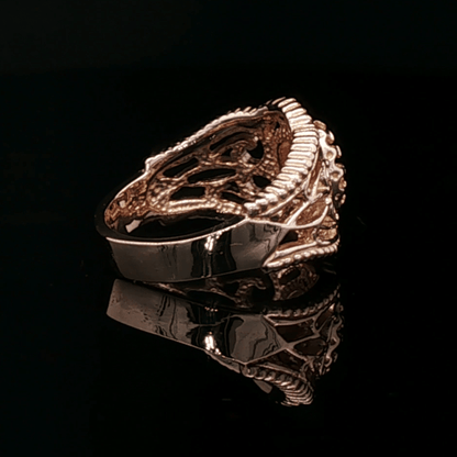 Vintage Style Filigree Birthstone Ring in Antique Bronze - Le Dragon Argenté
