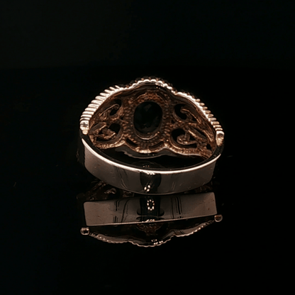 Vintage Style Filigree Ring with Gemstone in Antique Bronze - Le Dragon Argenté