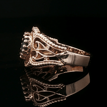 Vintage Style Filigree Ring with Gemstone in Antique Bronze - Le Dragon Argenté