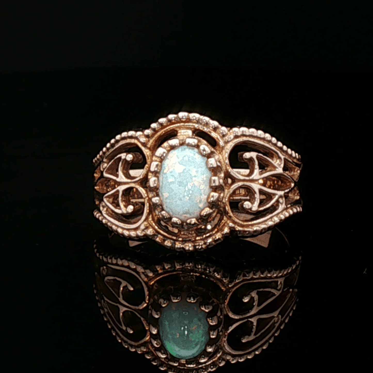 Vintage Style Filigree Ring with Gemstone in Antique Bronze - Le Dragon Argenté - 1950 vintage ring - 50s style ring - birthstone ring