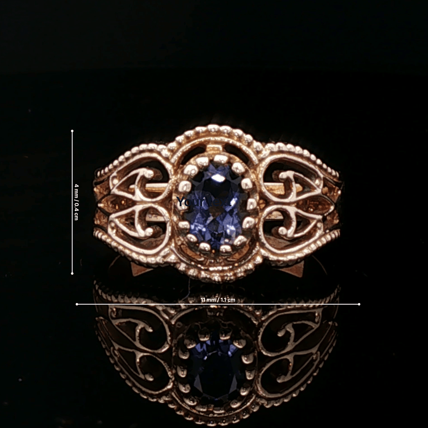 Vintage Style Filigree Ring with Gemstone in Antique Bronze - Le Dragon Argenté