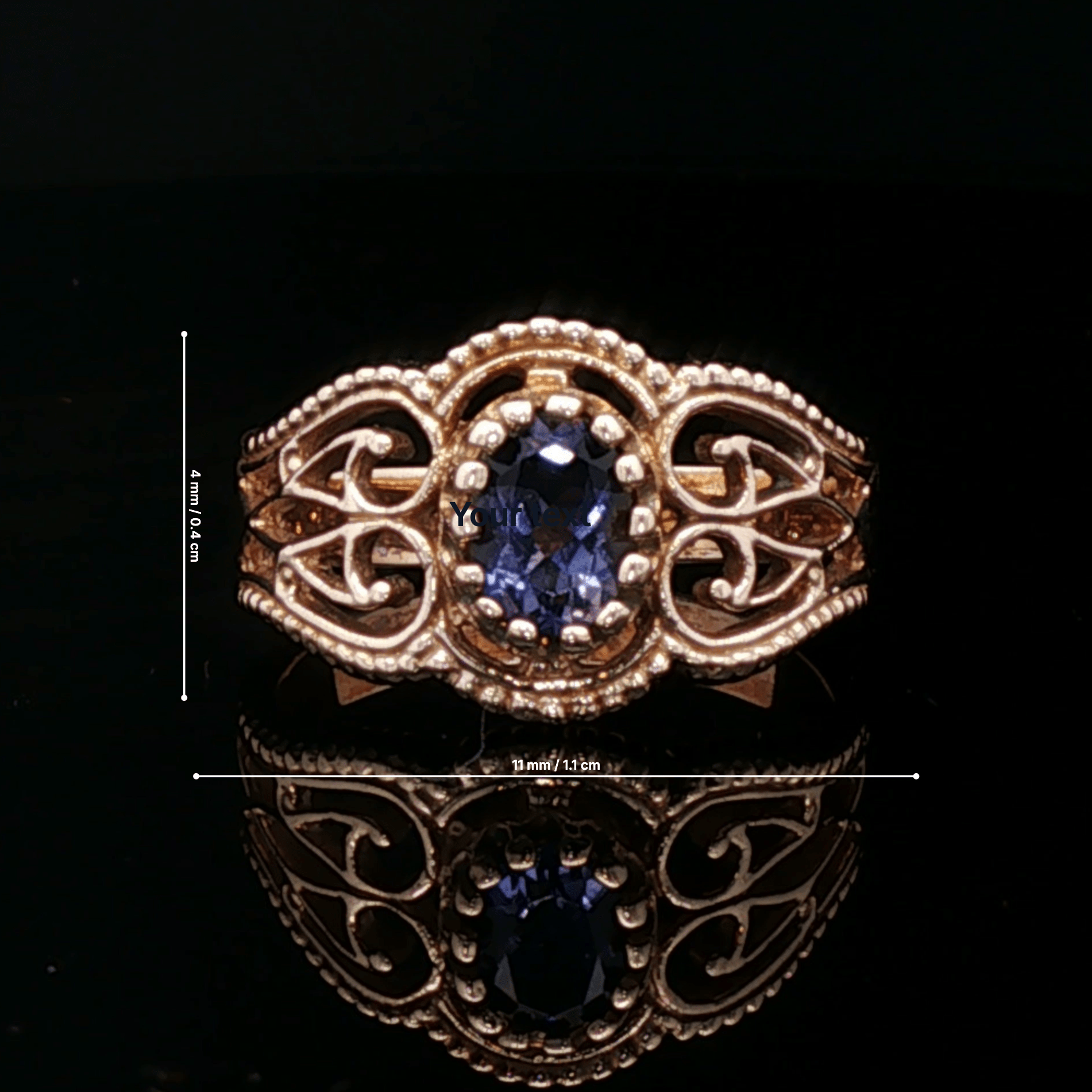 Vintage Style Filigree Ring with Gemstone in Antique Bronze - Le Dragon Argenté