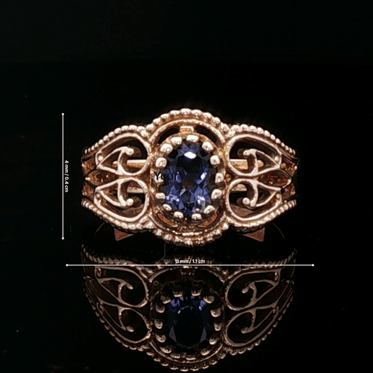Vintage Style Filigree Ring with Gemstone in Antique Bronze - Le Dragon Argenté