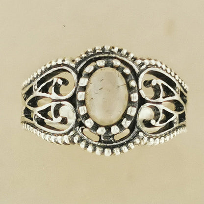 Vintage Style Filigree Ring with Gemstone in Sterling Silver - Le Dragon Argenté