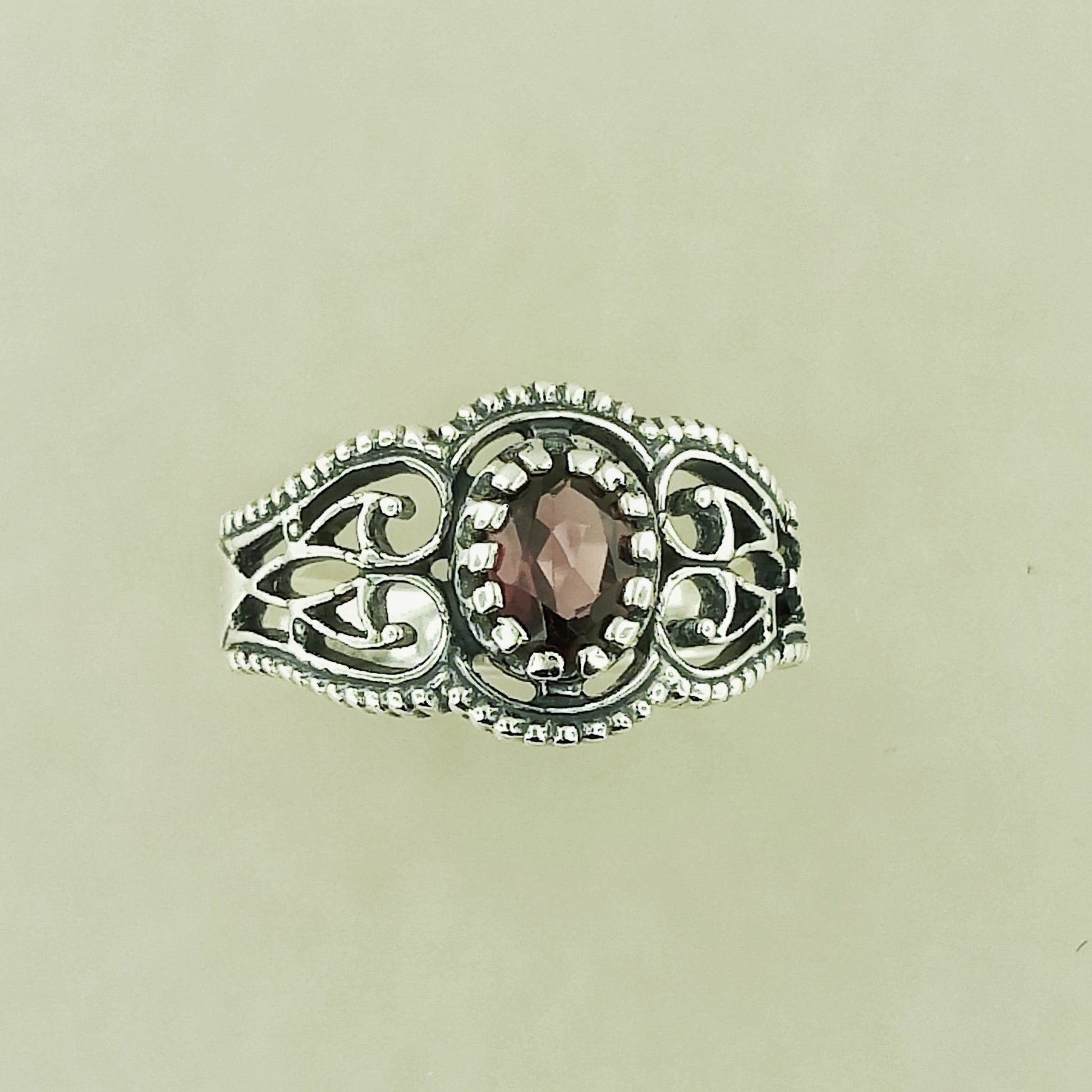 Vintage Style Filigree Ring with Gemstone in Sterling Silver - Le Dragon Argenté