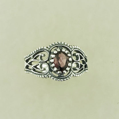 Vintage Style Filigree Ring with Gemstone in Sterling Silver - Le Dragon Argenté