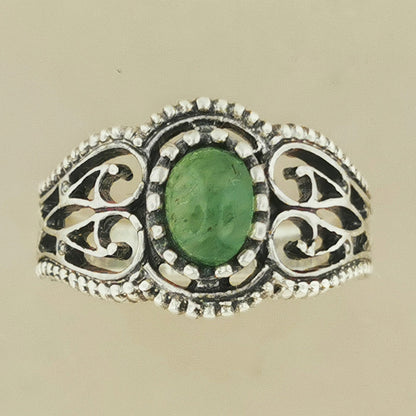 Vintage Style Filigree Ring with Gemstone in Sterling Silver - Le Dragon Argenté