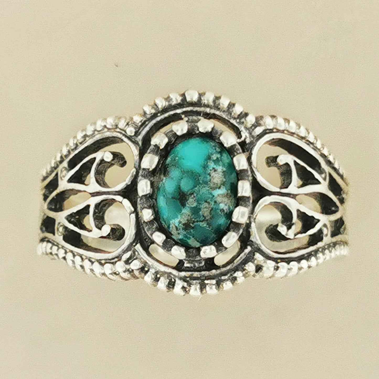 Vintage Style Filigree Ring with Gemstone in Sterling Silver - Le Dragon Argenté