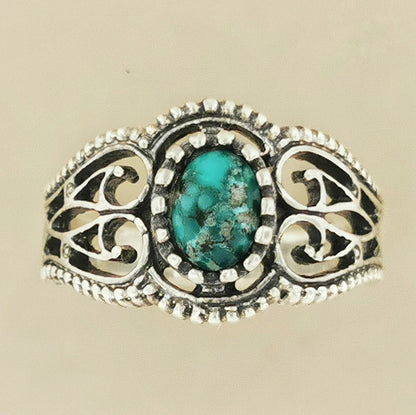 Vintage Style Filigree Ring with Gemstone in Sterling Silver - Le Dragon Argenté