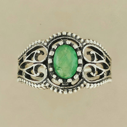 Vintage Style Filigree Ring with Gemstone in Sterling Silver - Le Dragon Argenté