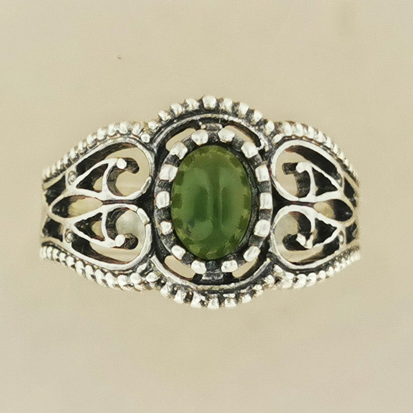 Vintage Style Filigree Ring with Gemstone in Sterling Silver - Le Dragon Argenté