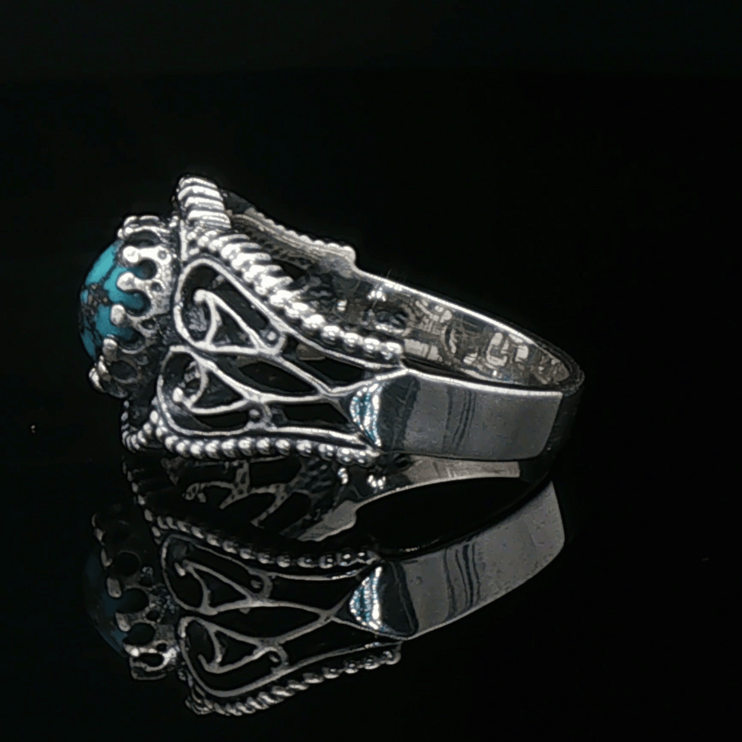 Vintage Style Filigree Ring with Gemstone in Sterling Silver - Le Dragon Argenté