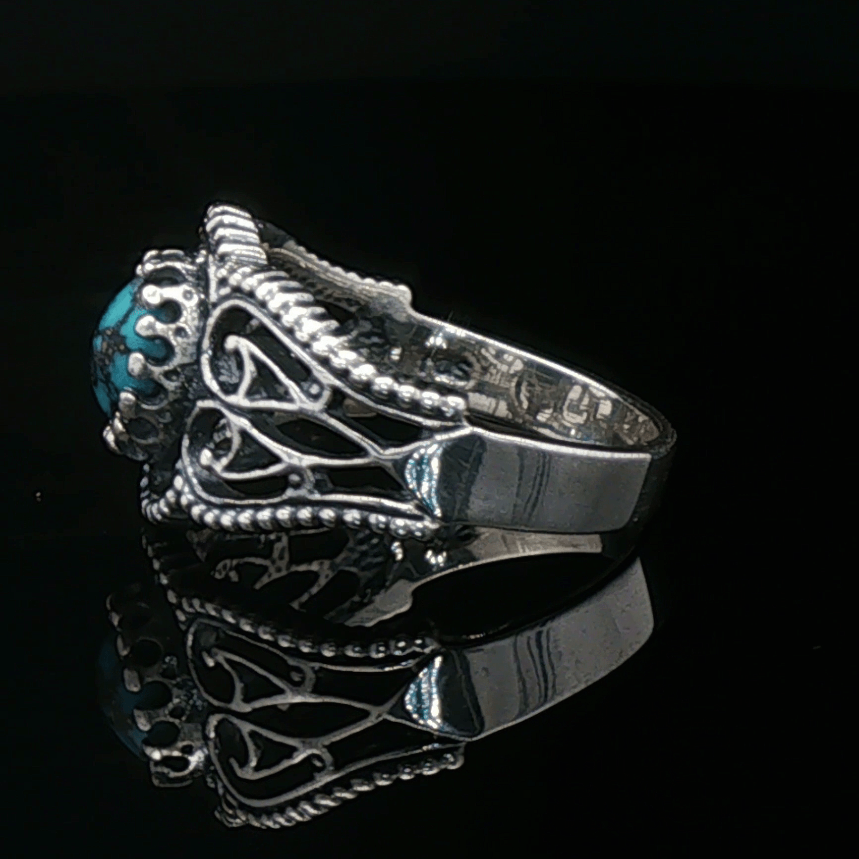 Vintage Style Filigree Ring with Gemstone in Sterling Silver - Le Dragon Argenté