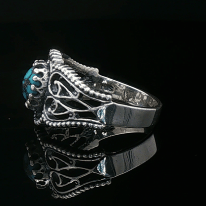 Vintage Style Filigree Ring with Gemstone in Sterling Silver - Le Dragon Argenté