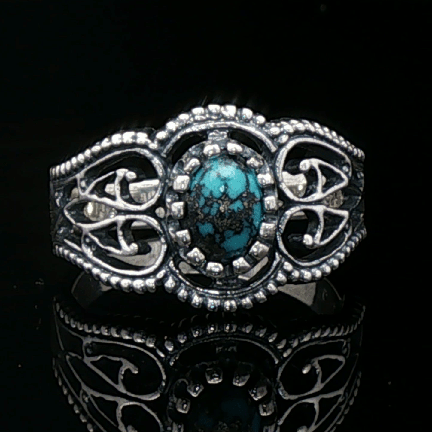 Vintage Style Filigree Ring with Gemstone in Sterling Silver - Le Dragon Argenté