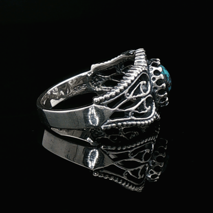 Vintage Style Filigree Ring with Gemstone in Sterling Silver - Le Dragon Argenté