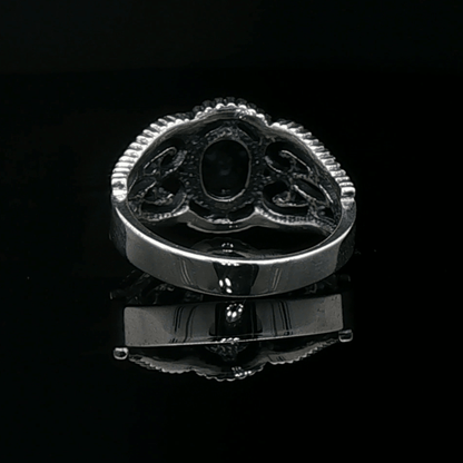 Vintage Style Filigree Ring with Gemstone in Sterling Silver - Le Dragon Argenté