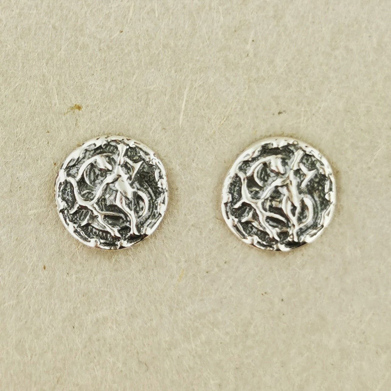 Vintage Style Sterling Silver Zodiac Stud Earrings - Le Dragon Argenté