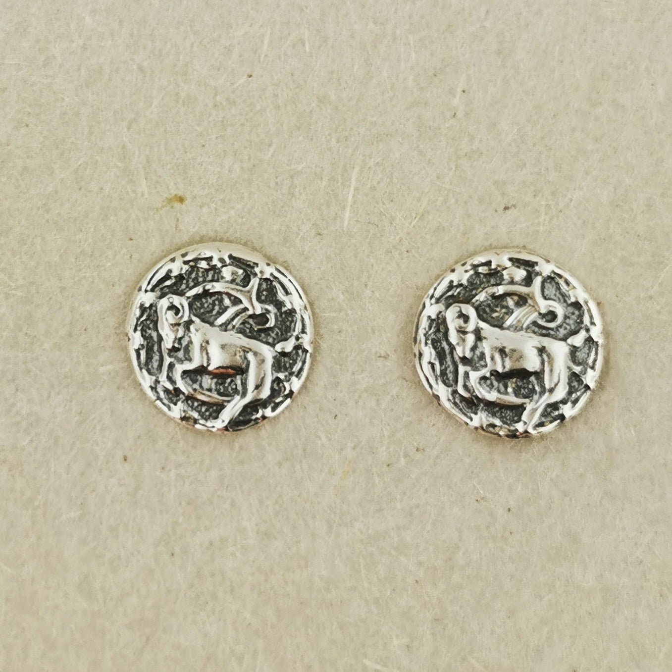 Vintage Style Sterling Silver Zodiac Stud Earrings - Le Dragon Argenté