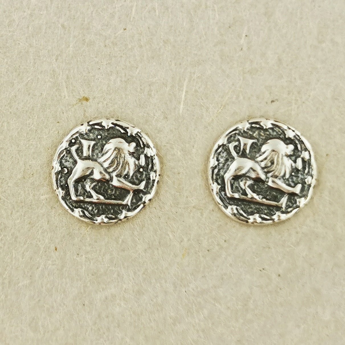 Vintage Style Sterling Silver Zodiac Stud Earrings - Le Dragon Argenté