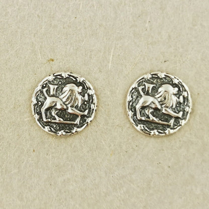 Vintage Style Sterling Silver Zodiac Stud Earrings - Le Dragon Argenté