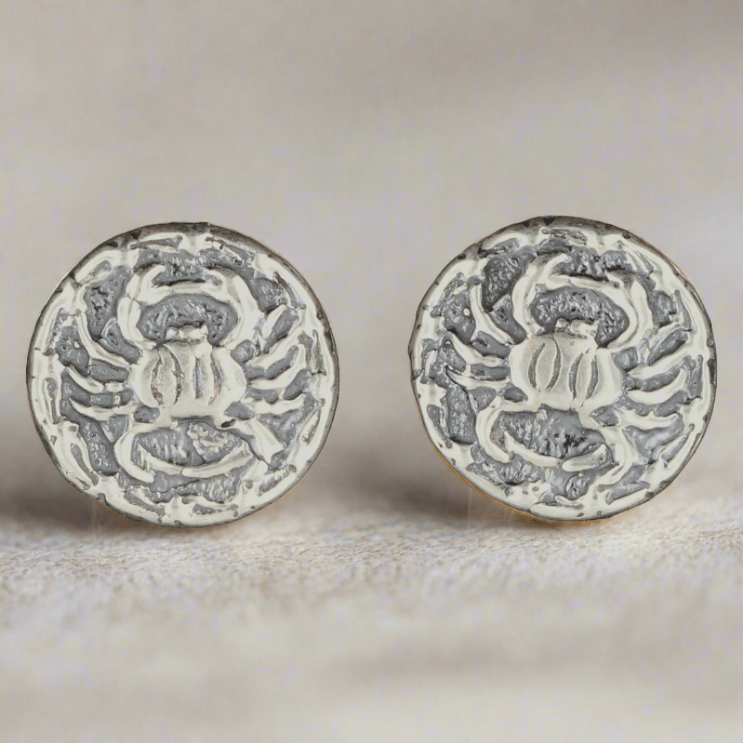 Vintage Style Sterling Silver Zodiac Stud Earrings - Le Dragon Argenté