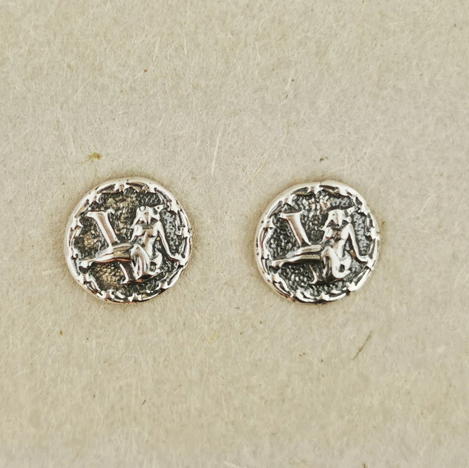 Vintage Style Sterling Silver Zodiac Stud Earrings - Le Dragon Argenté