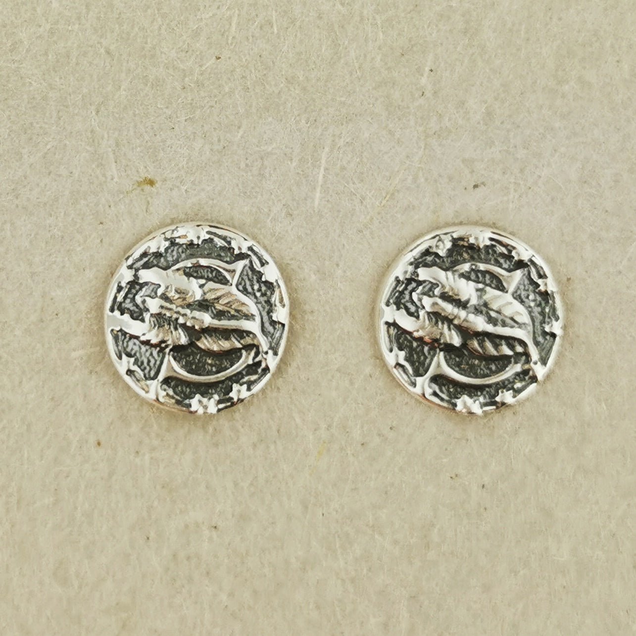 Vintage Style Sterling Silver Zodiac Stud Earrings - Le Dragon Argenté