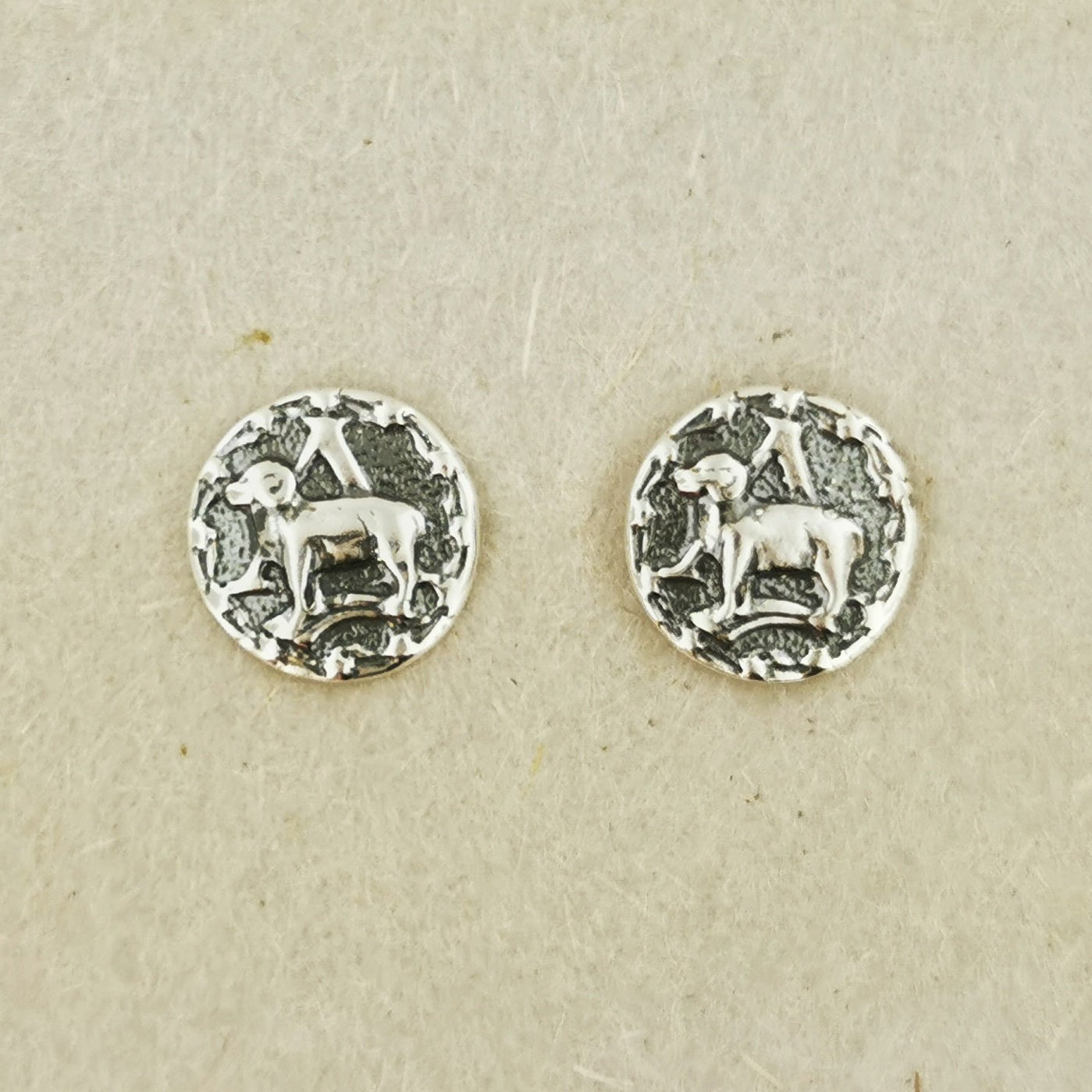 Vintage Style Sterling Silver Zodiac Stud Earrings - Le Dragon Argenté