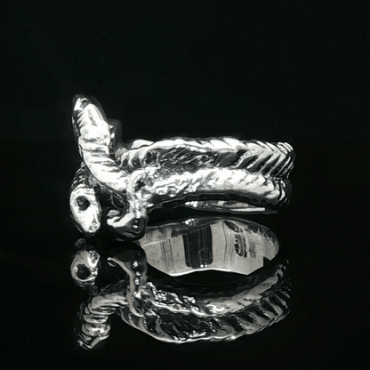 Vintage Style Twin Snakes Ring in Sterling Silver or Antique Bronze - Le Dragon Argenté
