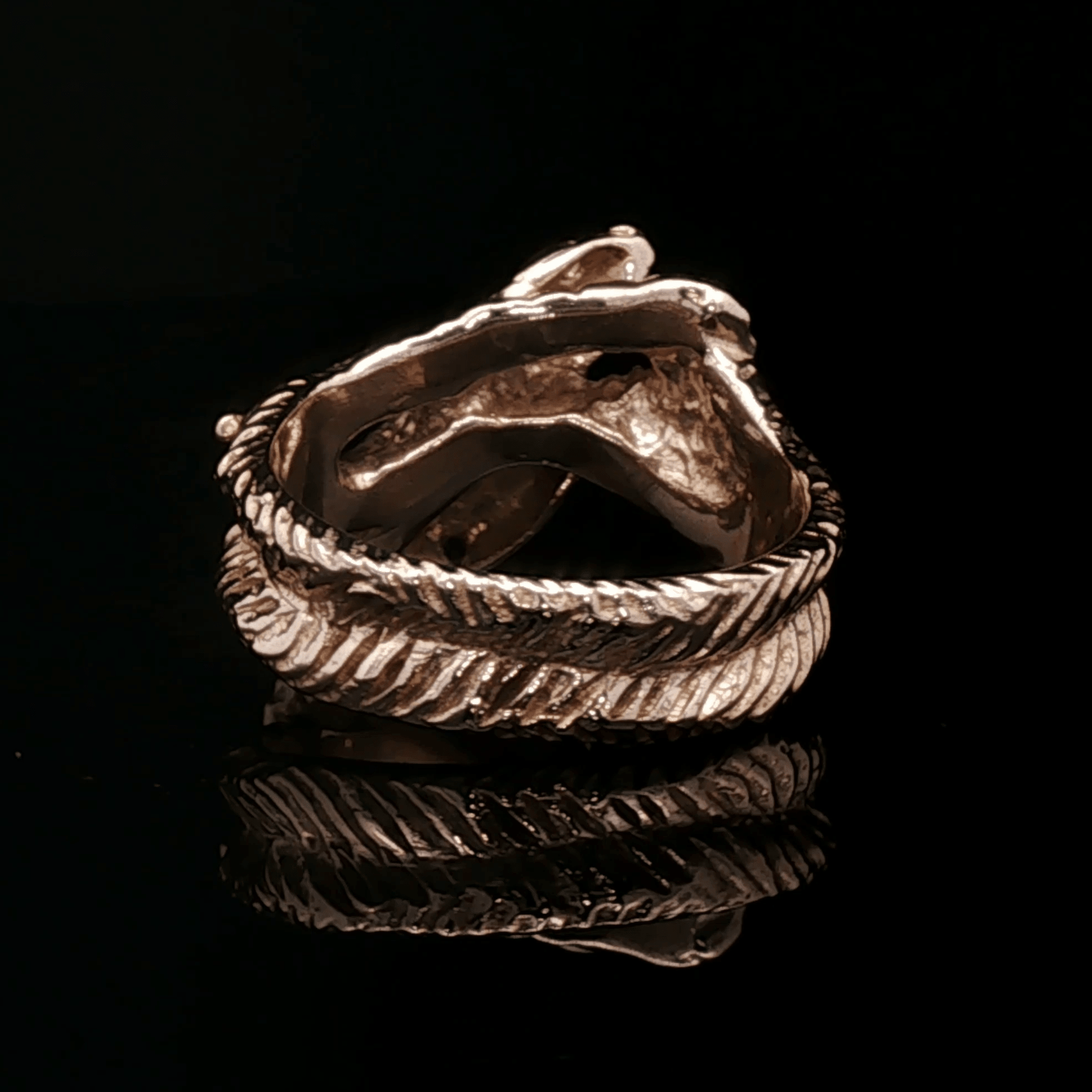 Vintage Style Twin Snakes Ring in Antique Bronze - Le Dragon Argenté