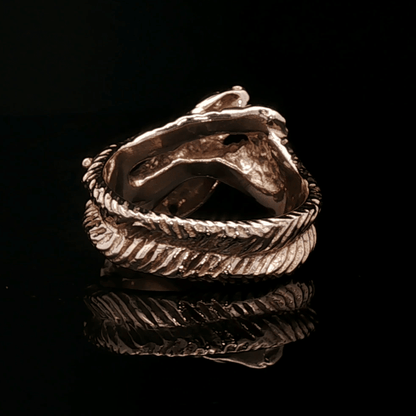 Vintage Style Twin Snakes Ring in Antique Bronze - Le Dragon Argenté